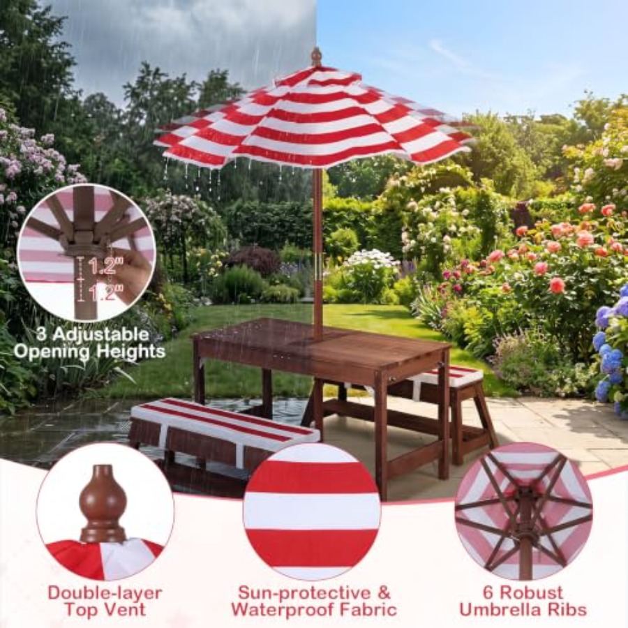 Kids Outdoor Table - Bahçe ve veranda kullanımı için ahşap