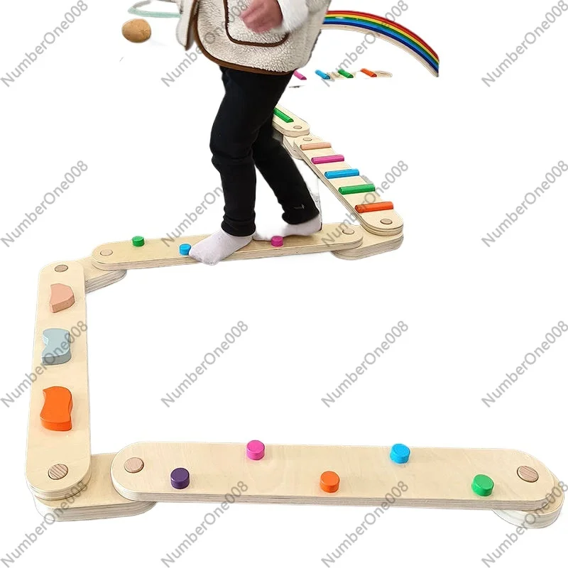 Kids Outdoor Balance Beam - Kalın Ahşap Denge Çubuğu Dokunma Tahtası,