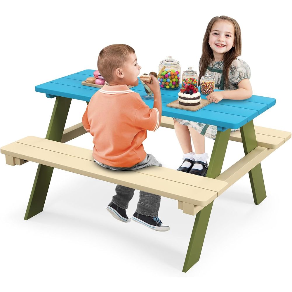 Kids Outdoor Bench Table - Çocuk Piknik Masası, Akasya Ahşap Çocuk