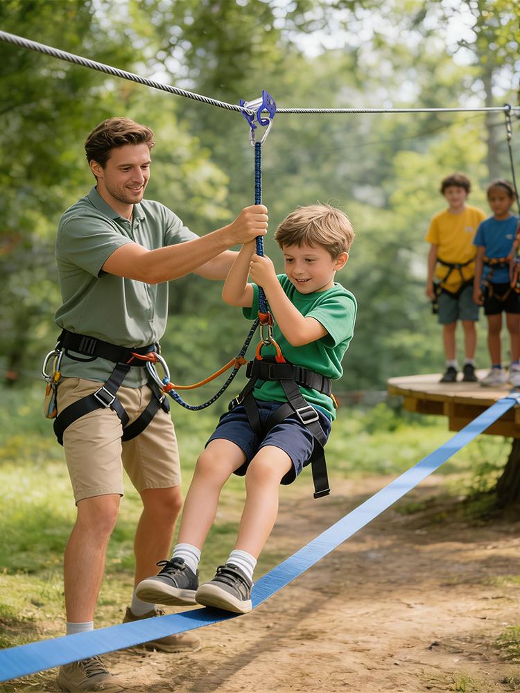 Kids Outdoor Zipline - Açık Hava Kasnaklı Zipline Hızlı Kurulum