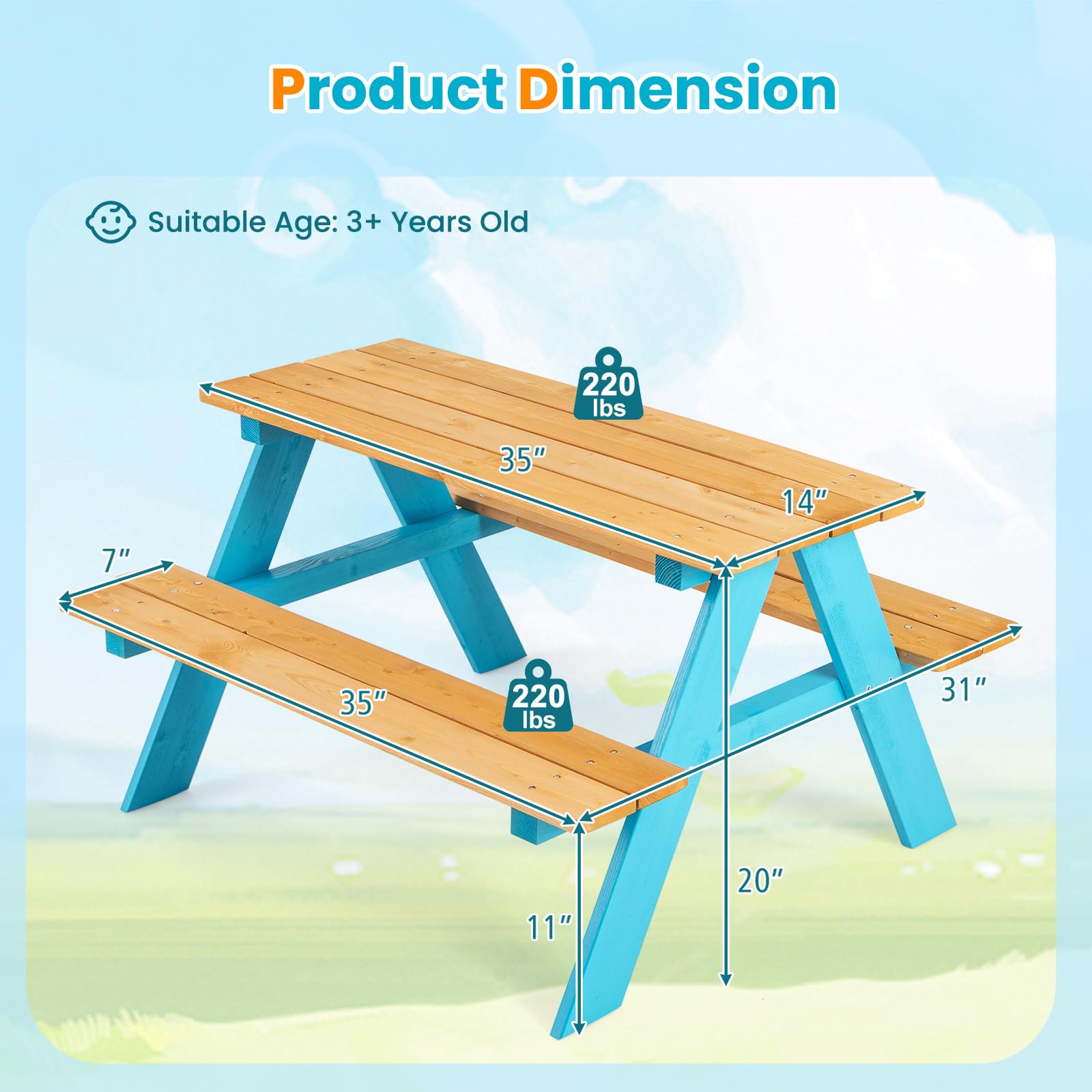 Z-CREAT Çocuklar İçin Ahşap Aç - Kids Outdoor Bench Table incelemesi ve fiyatı