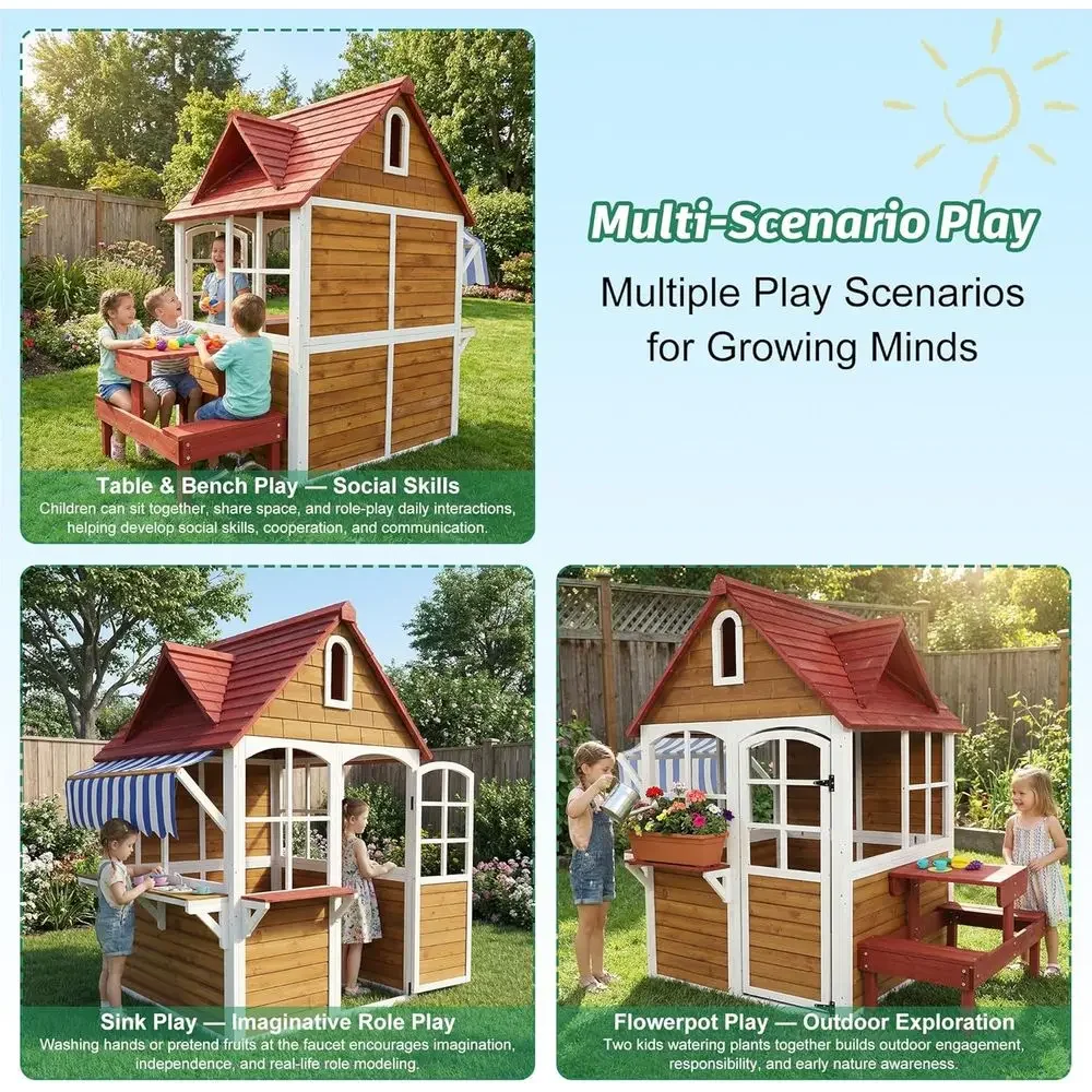Büyük Ahşap Dış Mekan Çocuk Oy - Kids Outdoor Bench Table incelemesi ve fiyatı