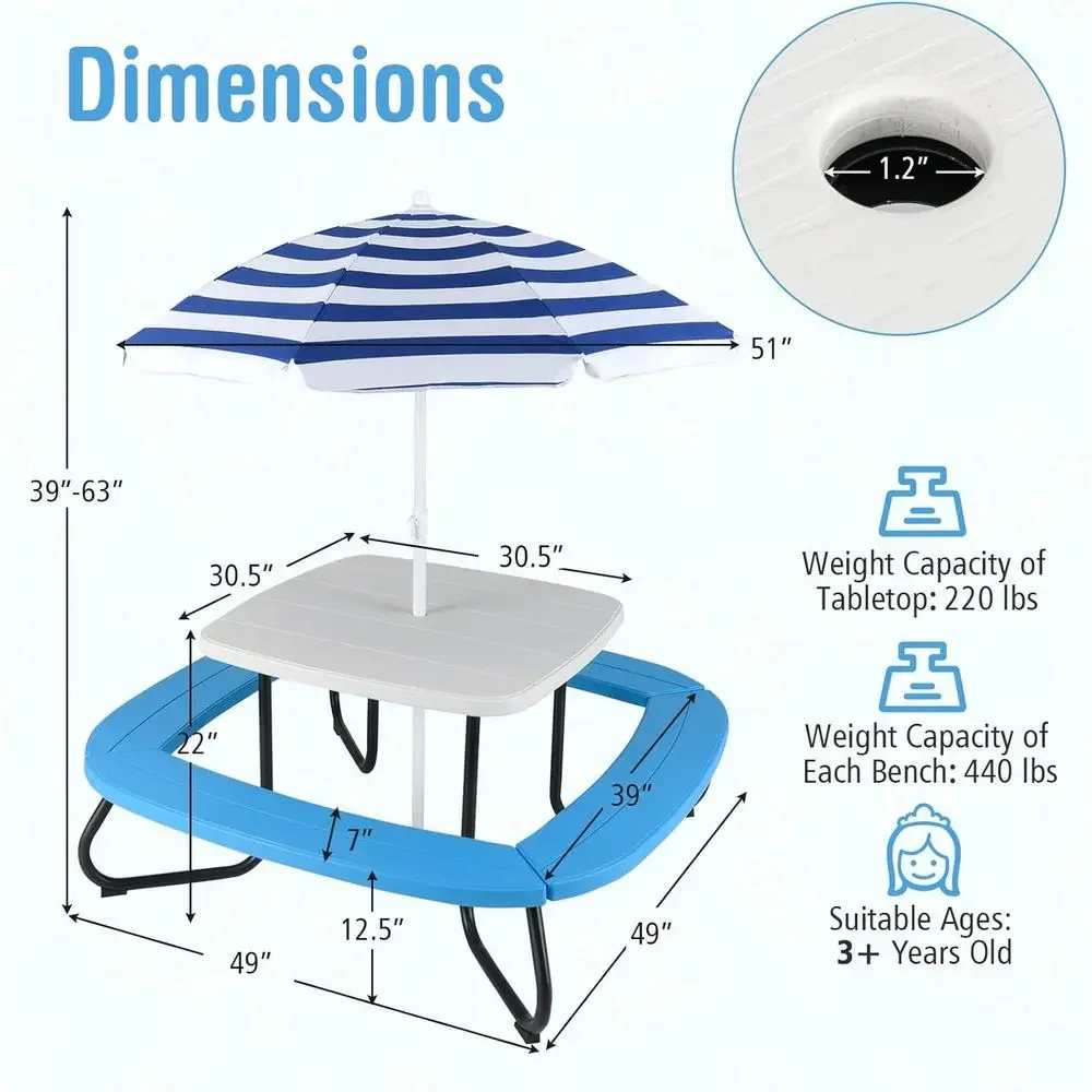 8 Kişilik Çocuk Piknik Masası, - Kids Outdoor Bench Table incelemesi ve fiyatı