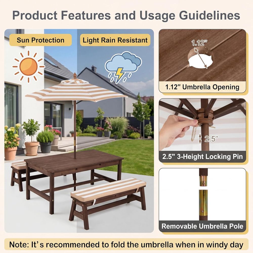 Çocuk Piknik Masası, Büyük 42“ - Kids Outdoor Bench Table incelemesi ve fiyatı