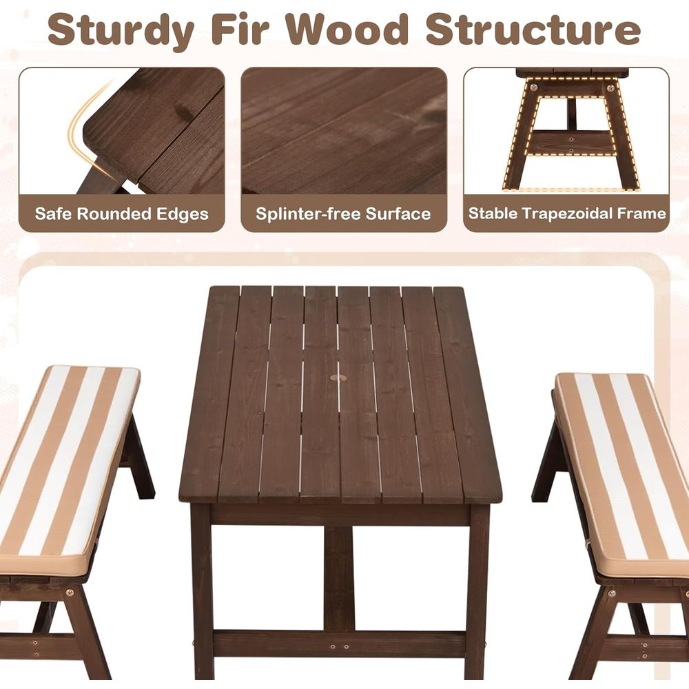 Çocuk Piknik Masası, Ahşap Küç - Kids Outdoor Bench Table incelemesi ve fiyatı