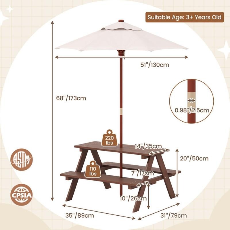 Açık Hava 4 Kişilik Çocuk Pikn - Kids Outdoor Bench Table incelemesi ve fiyatı
