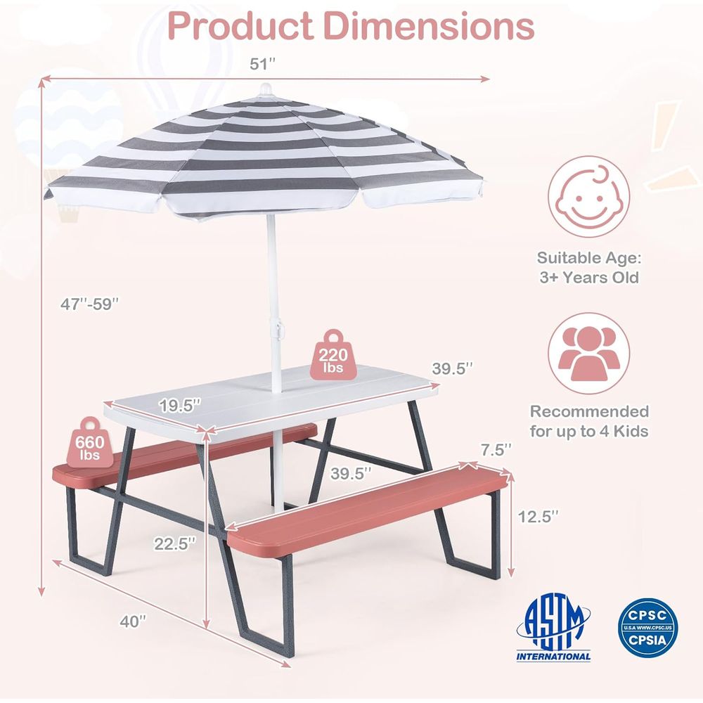 Çocuk Piknik Masası, Çıkarılab - Kids Outdoor Bench Table incelemesi ve fiyatı